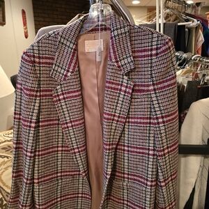 Red and Black Plaid Blazer